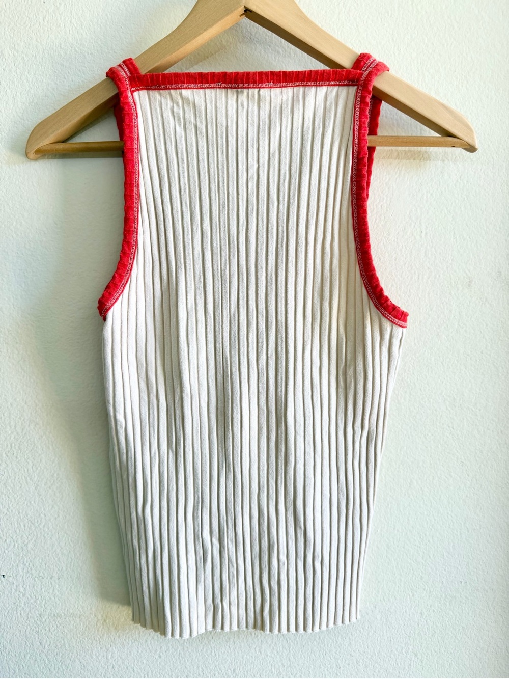Zara Red and White Ribbed Colorblock Tank Top - Picture 3 of 7